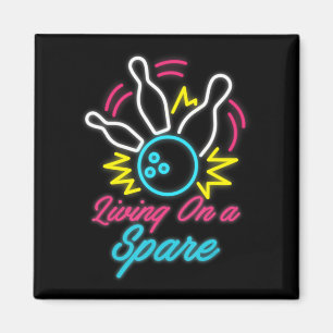Living On A Spare Fun Bowling Pins Sports Hobby Magnet