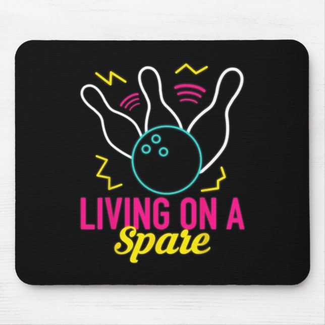 Living On A Spare Funny Bowling League Bowler Vint Mouse Pad (Front)