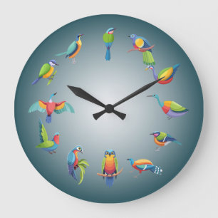 Living On Bird Time Large Clock