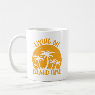 Living On Island Time Palm Trees And Sunset Coffee Mug
