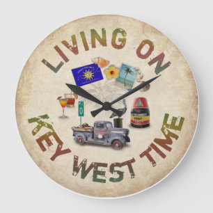Living on Key West Time Large Clock