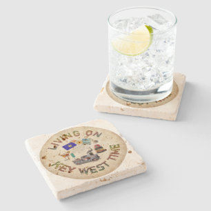 Living on Key West Time Stone Coaster