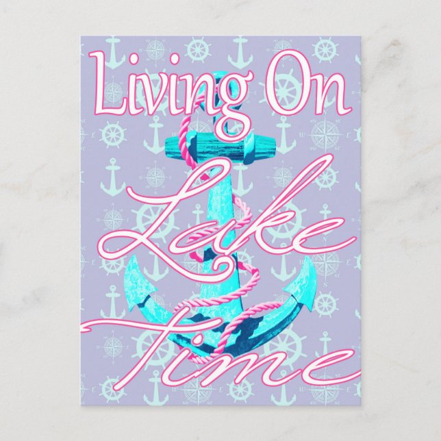 Living On Lake Time Postcard (Front)
