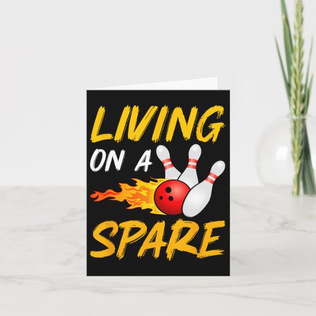 Living On Spare Bowling Pin Strike Bowling Player  Card (Front)