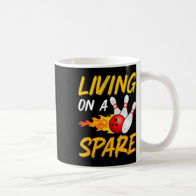 Living On Spare Bowling Pin Strike Bowling Player  Coffee Mug (Right)