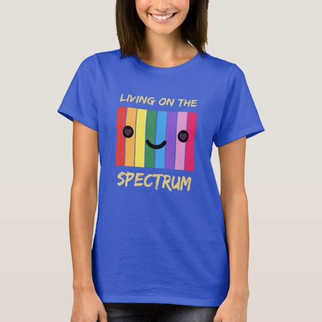 Living on the Spectrum Colourful Design Autism T-Shirt (Front)