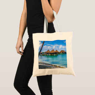 Living on the water tote bag