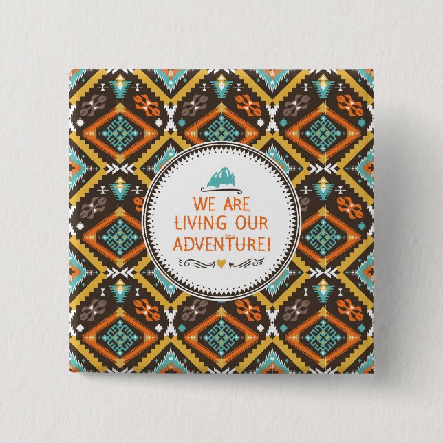 Living Our Adventure 15 Cm Square Badge (Front)