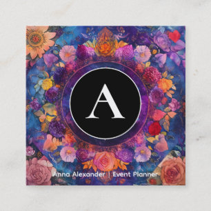 Living Petals Floral Mandala Design Square Business Card