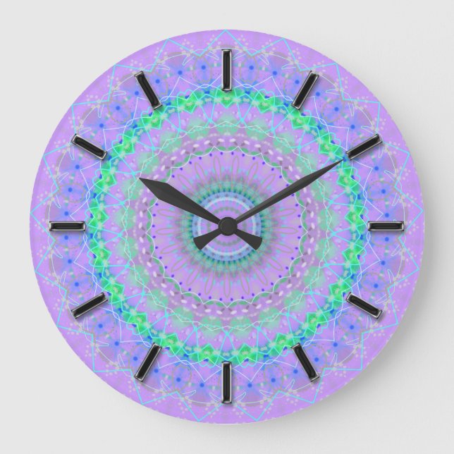 Living Purple Mandala kaleidoscope wall clock (Front)