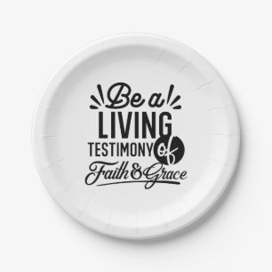 Living Testimony Bible Quote Christian Motivation Paper Plate