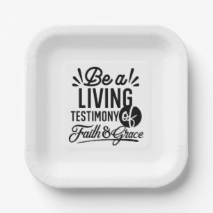 Living Testimony Bible Quote Christian Motivation Paper Plate