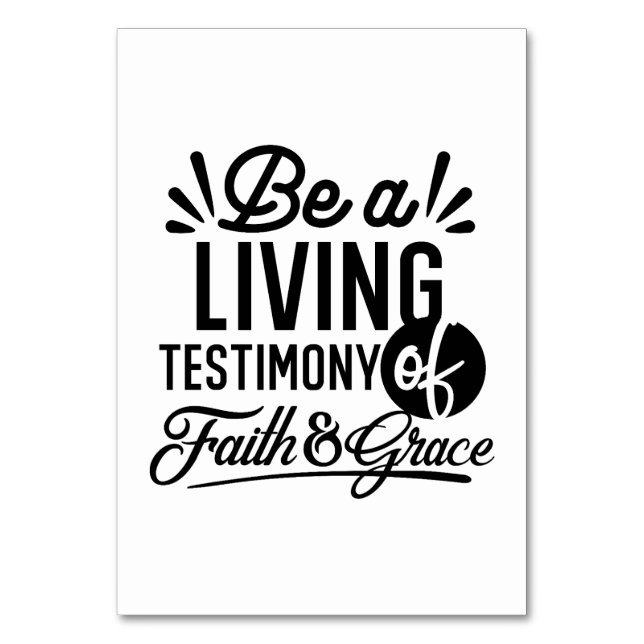 Living Testimony Bible Quote Christian Motivation Table Number (Front)