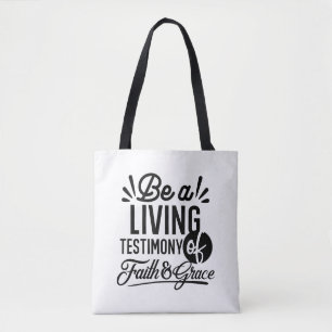 Living Testimony Bible Quote Christian Motivation Tote Bag