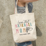 LIVING THAT BASEBALL MOM LIFE TOTE BAG<br><div class="desc">Get ready to show off your baseball mum pride with our delightful bag : an elegant modern font saying "Living that baseball mum life" with calligraphy accents in soft pastel colours. We've left a special space just for your team's name, allowing you to personalise this design and truly make it...</div>