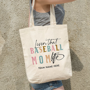 LIVING THAT BASEBALL MOM LIFE TOTE BAG