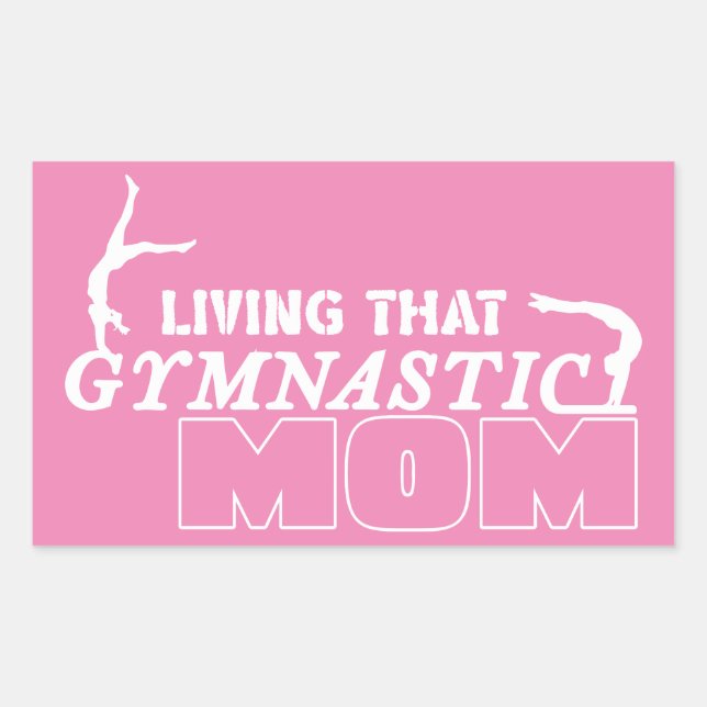 Living That Gymnastics Mum, Gymnastics Lover Rectangular Sticker (Front)