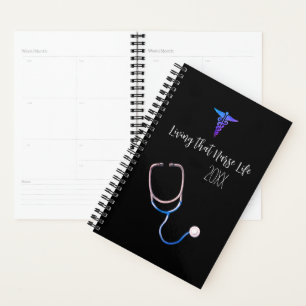 Living that Nurse Life rn Hand Lettered Black Planner