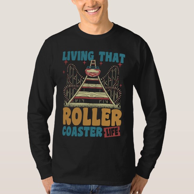 Living That Roller Coaster Life Retro Wood Coaster T-Shirt (Front)