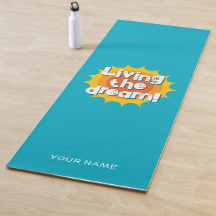 Living the dream azure blue custom yoga mat