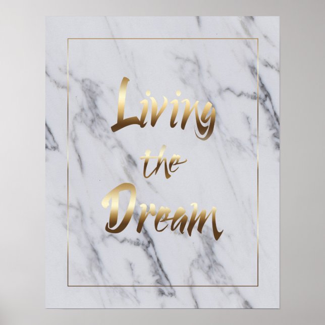 Living The Dream Inspiring Typography Wall Art (Front)