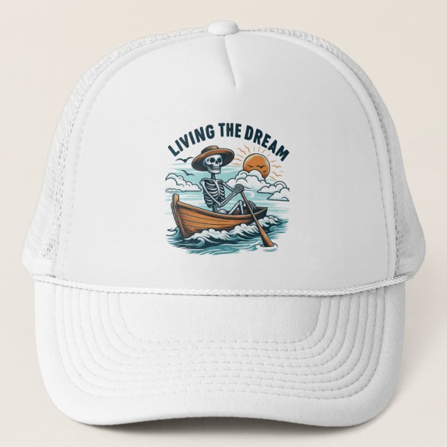 Living The Dream - Skeleton (2) Trucker Hat (Front)