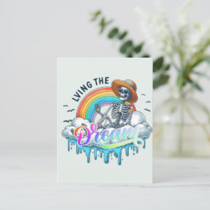 Living The Dream - Skeleton Postcard