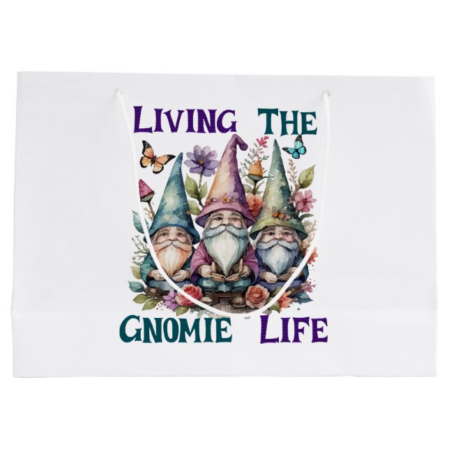 Living The Gnome Life Large Gift Bag (Back)