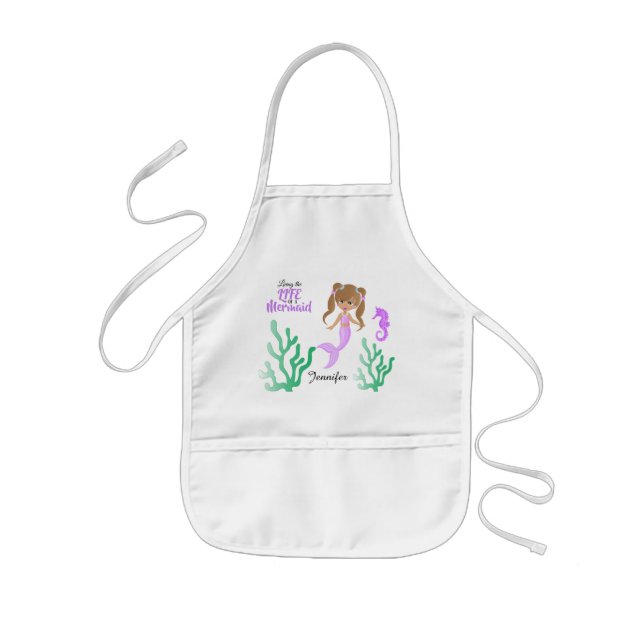 Living the Life of a  🧜‍♀️ Mermaid - Lavender Kids Apron (Front)