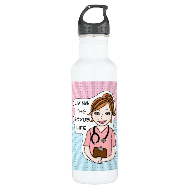 Living the Scrub Life for Nurse, Caregiver, Doctor 710 Ml Water Bottle (Front)