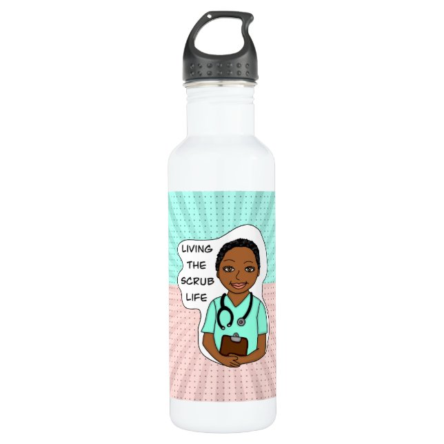Living the Scrub Life | Medical Professional Humou 710 Ml Water Bottle (Front)
