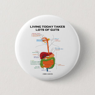 Living Today Takes Lots Of Guts (Digestive System) 6 Cm Round Badge
