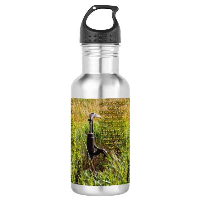 Living Water John 4 Inspirational 532 Ml Water Bottle (Front)