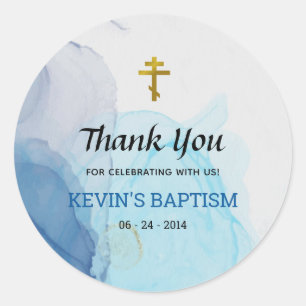 Living Waters Orthodox Christian Baptism Classic Round Sticker
