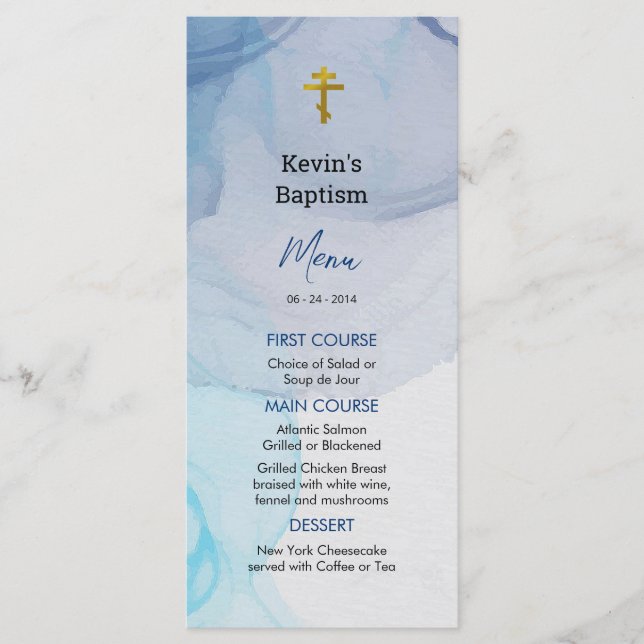Living Waters Orthodox Christian Baptism Menu (Front)