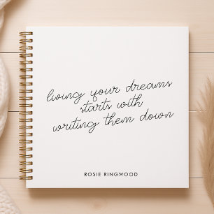 Living your Dreams Minimal White Journal Notebook