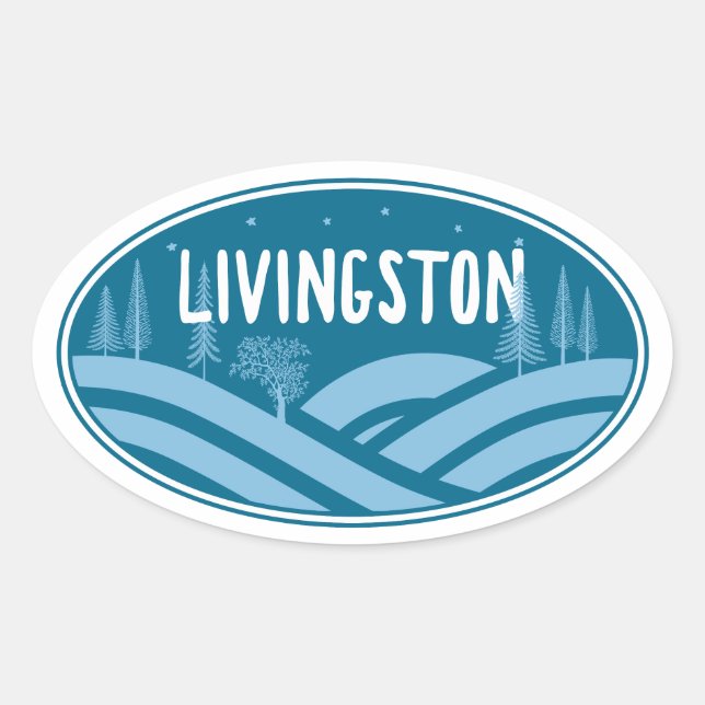 Livingston Montana Outdoors Oval Sticker (Front)