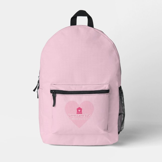 Liviys Cares Logo Printed Backpack (Front)