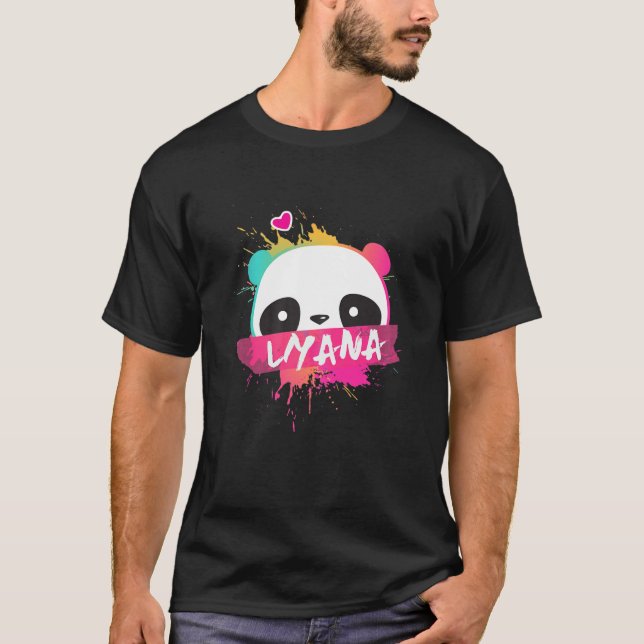 LIYANA - Beautiful Girl Name With Adorable Panda T-Shirt (Front)