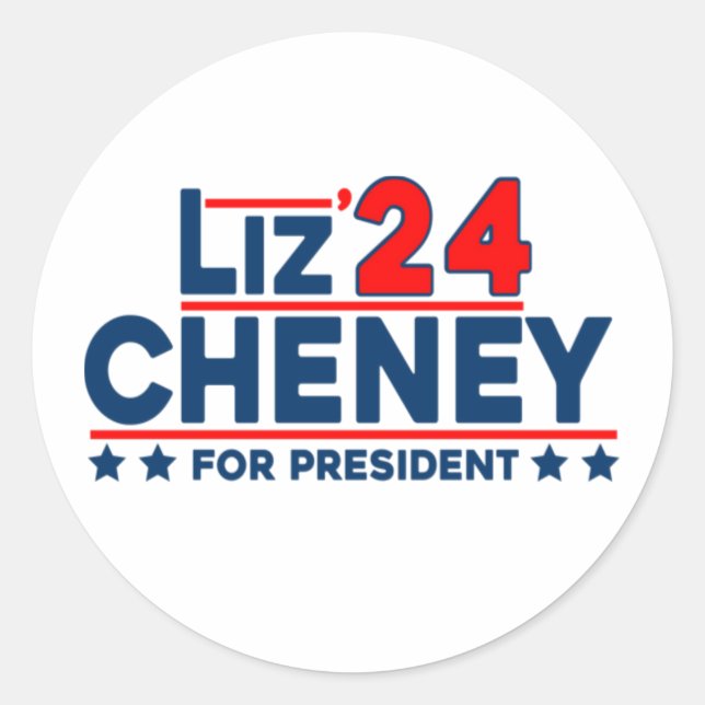 liz cheney 2024 for president classic round sticker (Front)