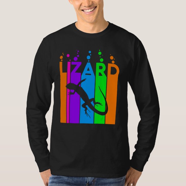 Lizard Animal Rainbow Bubble With Silhouette T-Shirt (Front)