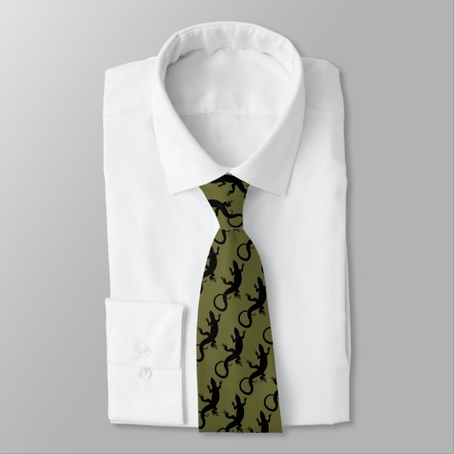 Lizard Art Tie Cool Reptile Gifts & Lizard Apparel (Tied)
