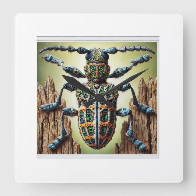 Lizard Beetle 020924IREF213 - Watercolor Square Wall Clock (Front)