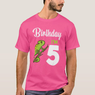 Lizard Birthday 5 Year Old Lizard Kids Girls Boys T-Shirt