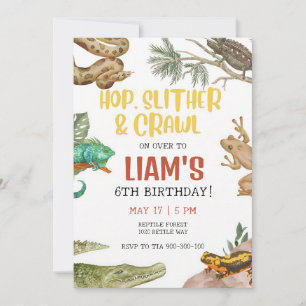 Lizard Birthday Boy Reptile Party Invitation