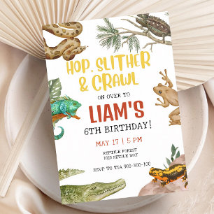 Lizard Birthday Boy Reptile Party Invitation