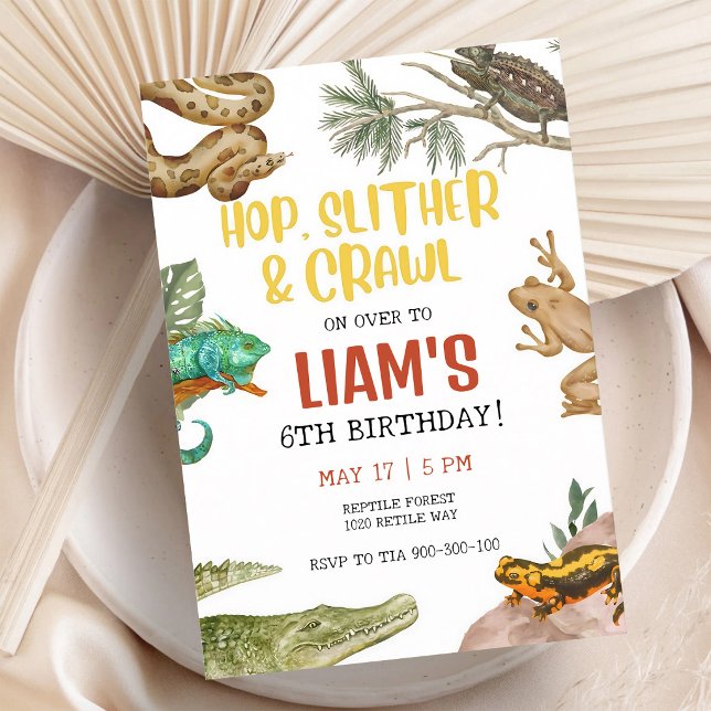 Lizard Birthday Boy Reptile Party Invitation (Creator Uploaded)