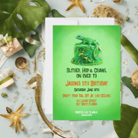 Lizard Birthday Cake Reptile Birthday Invitation