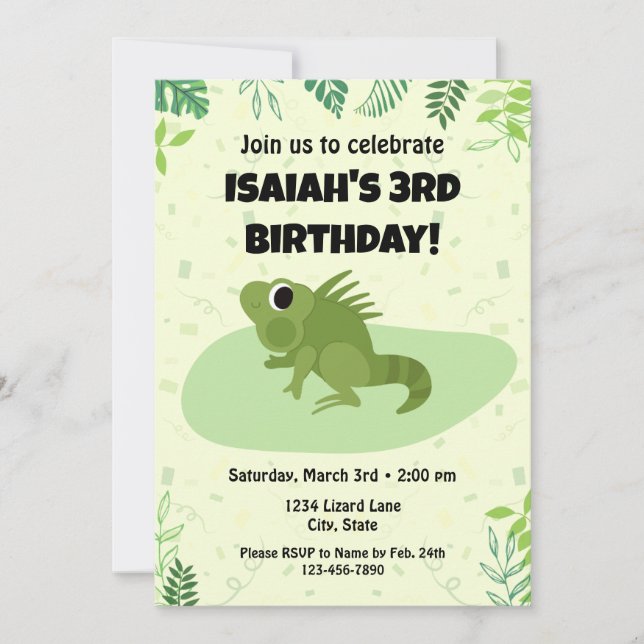 Lizard Birthday Invitation (Front)