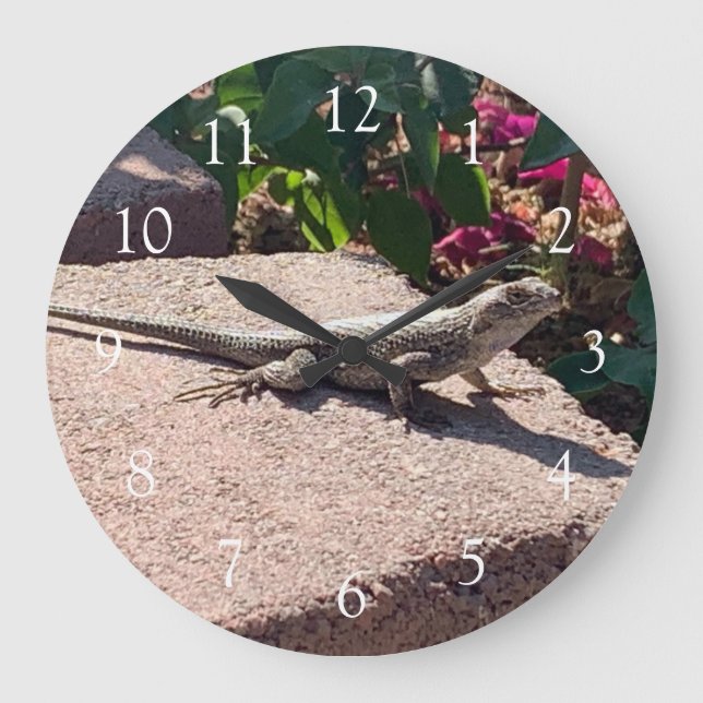 Lizard Brick Garden Large Clock (Front)